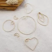 Colgante círculo diamantado 25 mm de plata 925 Dorado con oro fino x1 